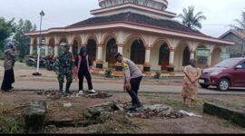 Camat Way Bungur Lusia Prina, saat meninjau lokasi bersama TNI dan polisi. Sumber: Agus Sahroni