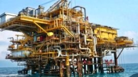 Fasilitas anjungan lepas pantai Intan B di area North Business Unit yang dikelola oleh PHE OSES. Platform Intan ini merupakan lokasi sumur yang berada di area paling utara dan dkembangkan sejak tahun 1990-an. Sumber: Ist