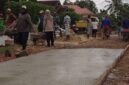 Suasana saat warga Bandar Agung, gotong royong bangun jalan dari hasil swadaya. Minggu (14/12/2025)./Man/An