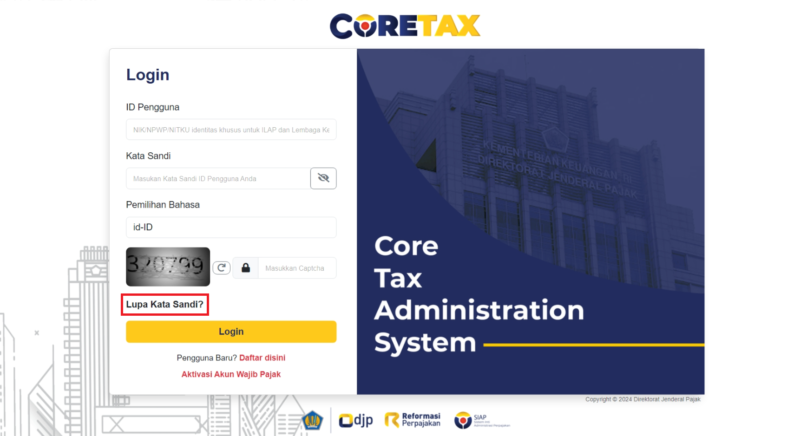 Tangkapan layar halaman login Coretax.