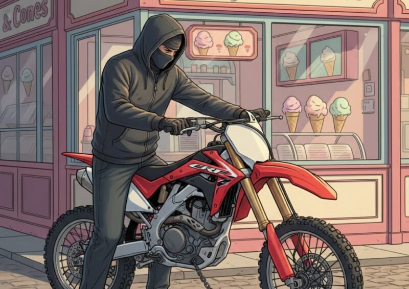 Ilustrasi pencurian motor./Kreasi AI