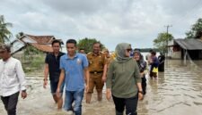 Bupati Ela Siti Nuryamah, saat melakukan peninjauan jembatan di Way Bungur, Senin (2/2/2026)./Ist
