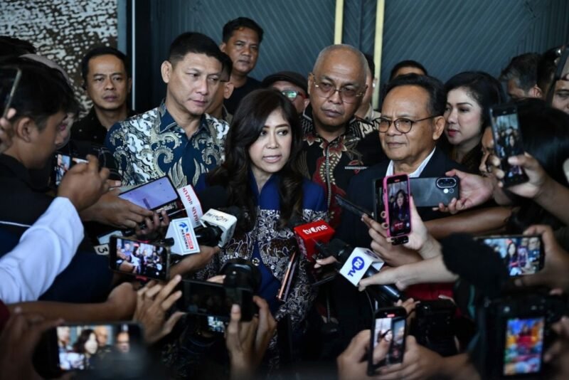 Menkomdigi Meutya Hafid menyampaikan Keynote Speech acara Konvensi Nasional Media Massa Hari Pers Nasional 2026 di Hotel Aston Serang, Banten Minggu (08/02/2026)./Komdigi