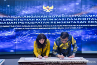 Penandatanganan Nota Kesepahaman antara Kemkomdigi dan BP Taskin bertajuk “Sinergitas Program Bidang Percepatan Pengentasan Kemiskinan dengan Bidang Komunikasi dan Informasi” di Kantor Kemkomdigi, Jakarta Pusat, Rabu (04/02/2026)./Ist