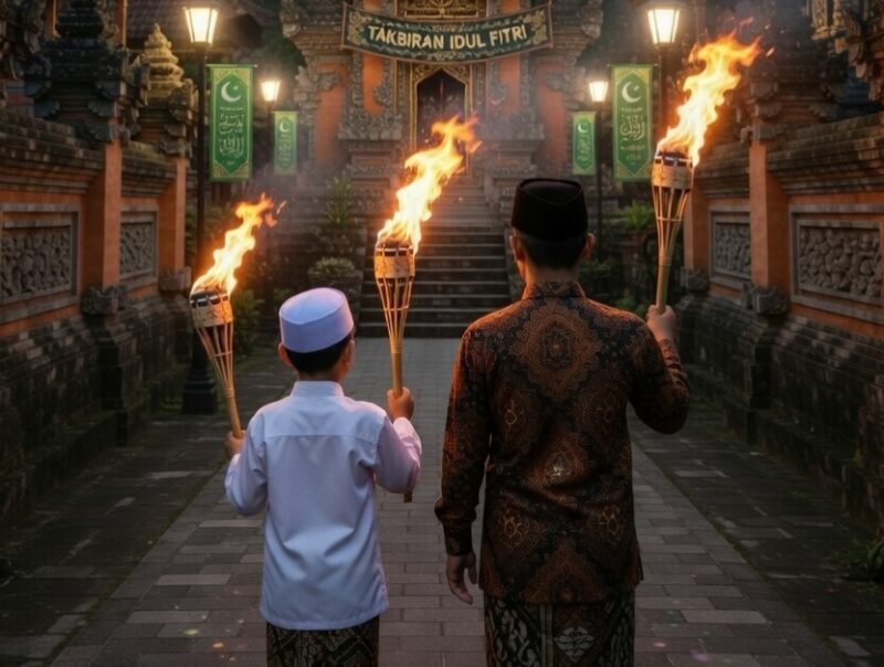 Ilustrasi takbiran Idul Fitri 2026/Hadi Jakariya/Kreasi AI