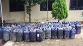 Polisi turut menyita sekitar 2.000 liter solar bersubsidi, ratusan jerigen, satu unit kendaraan roda empat jenis pikap, satu unit sepeda motor, telepon genggam, timbangan, selang, tas selempang, serta uang tunai Rp3,3 juta./Ist