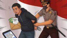 Ilustrasi penangkapan pelaku pemerasan./Kreasi AI