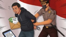 Ilustrasi penangkapan pelaku pemerasan./Kreasi AI