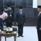 Bupati Lampung Timur Ela Siti Nuryamah saat memimpin prosesi pelantikan dan pengambilan sumpah jabatan pejabat pimpinan tinggi pratama (eselon II) di Aula Utama Setdakab Lampung Timur./Agus S