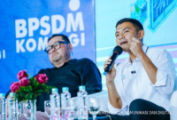 Staf Khusus Menteri Komunikasi dan Digital, Alfreno Kautsar, menyampaikan paparan terkait tingginya risiko anak di ruang digital dalam acara Literasi Digital Hari Pendidikan Nasional di Jakarta Pusat, Senin (25/5/2026)./Komdigi go id