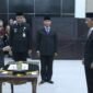 Bupati Lampung Timur Ela Siti Nuryamah saat memimpin prosesi pelantikan dan pengambilan sumpah jabatan pejabat pimpinan tinggi pratama (eselon II) di Aula Utama Setdakab Lampung Timur, Jumat (29/5/2026)./Agus S