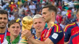 Timnas Spanyol merayakan kejuaraan Piala Dunia 2026. (Foto: tangkapan layar kanal YouTube/@TVRINasional)