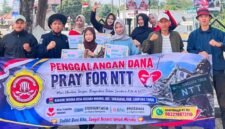 Karang Taruna Desa Negara Nabung, Kecamatan Sukadana, Lampung Timur, menggelar aksi penggalangan dana untuk membantu korban bencana di Nusa Tenggara Timur (NTT), Minggu (23/8/2026). (Foto: Ist)